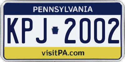 PA license plate KPJ2002
