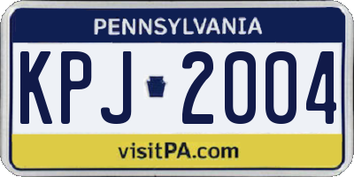 PA license plate KPJ2004