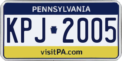 PA license plate KPJ2005
