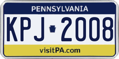 PA license plate KPJ2008