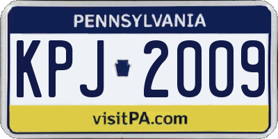 PA license plate KPJ2009