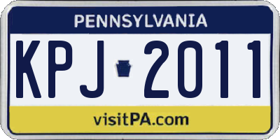 PA license plate KPJ2011