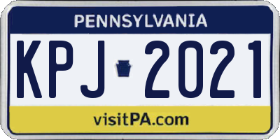 PA license plate KPJ2021
