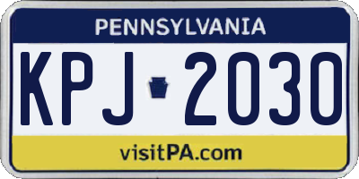 PA license plate KPJ2030