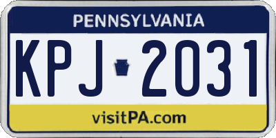PA license plate KPJ2031