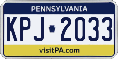PA license plate KPJ2033