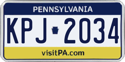 PA license plate KPJ2034