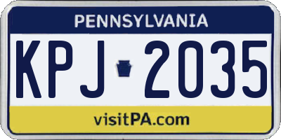 PA license plate KPJ2035