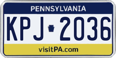 PA license plate KPJ2036