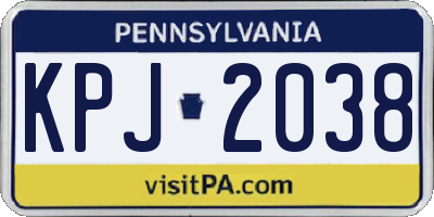 PA license plate KPJ2038