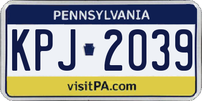 PA license plate KPJ2039