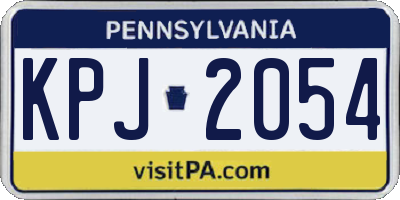 PA license plate KPJ2054