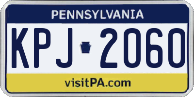 PA license plate KPJ2060