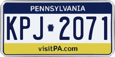 PA license plate KPJ2071