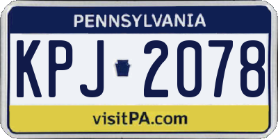 PA license plate KPJ2078