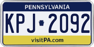 PA license plate KPJ2092