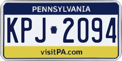 PA license plate KPJ2094