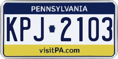 PA license plate KPJ2103