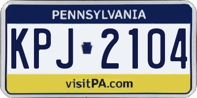 PA license plate KPJ2104