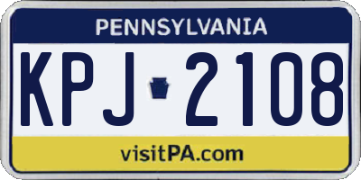 PA license plate KPJ2108