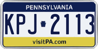 PA license plate KPJ2113