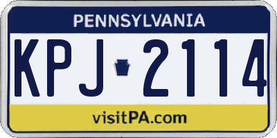 PA license plate KPJ2114