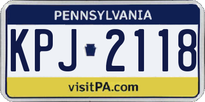 PA license plate KPJ2118