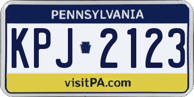 PA license plate KPJ2123