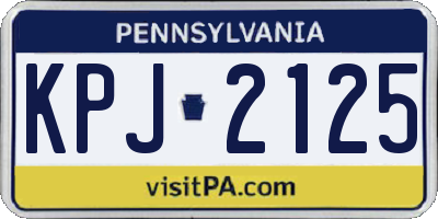 PA license plate KPJ2125