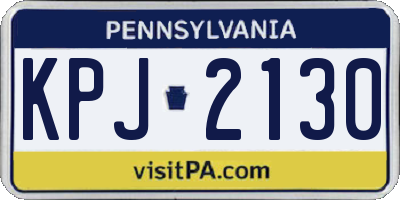 PA license plate KPJ2130