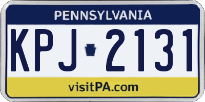 PA license plate KPJ2131