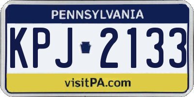 PA license plate KPJ2133