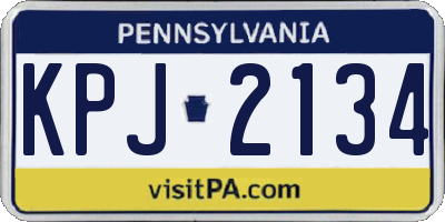 PA license plate KPJ2134