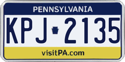 PA license plate KPJ2135