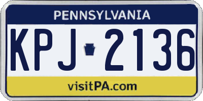 PA license plate KPJ2136