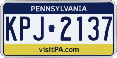 PA license plate KPJ2137