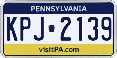 PA license plate KPJ2139
