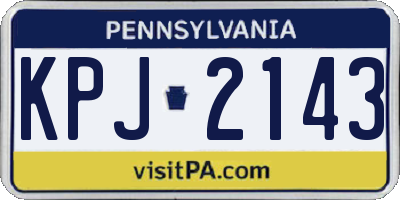 PA license plate KPJ2143