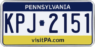 PA license plate KPJ2151