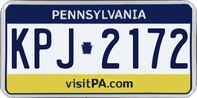 PA license plate KPJ2172