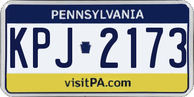 PA license plate KPJ2173