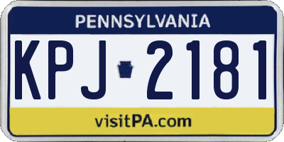 PA license plate KPJ2181