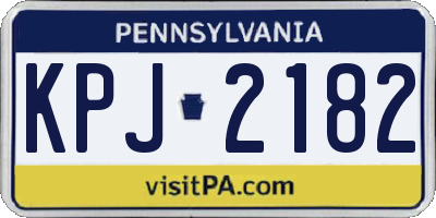 PA license plate KPJ2182