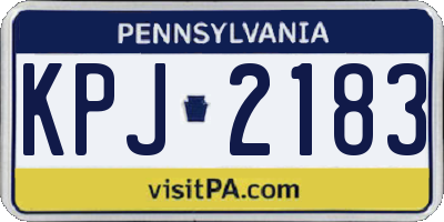 PA license plate KPJ2183