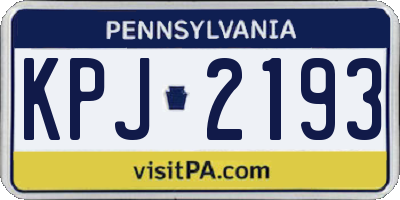 PA license plate KPJ2193