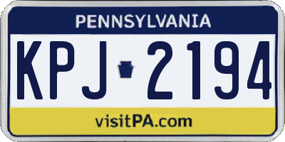 PA license plate KPJ2194