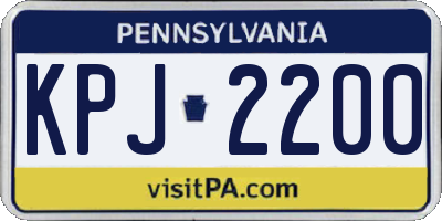 PA license plate KPJ2200