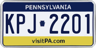 PA license plate KPJ2201