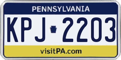 PA license plate KPJ2203