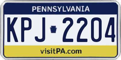 PA license plate KPJ2204